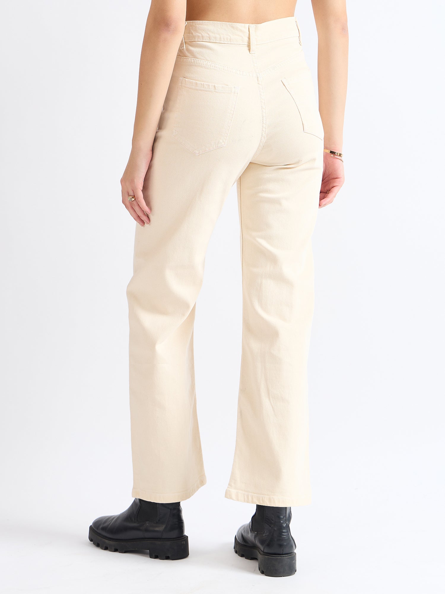 All Yours Off White Wide Leg Jeans Back