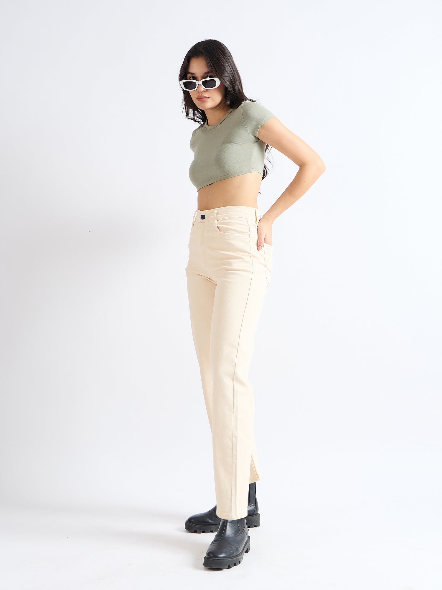 All Yours Off White Wide Leg Jeans Front_2