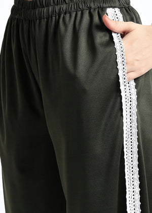 All Yours Olive Lace Insert Trouser Bottom