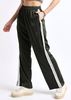 All Yours Olive Lace Insert Trouser Side