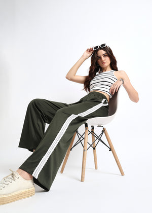All Yours Olive Lace Insert Trouser Sitting