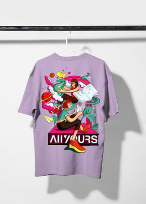 All Yours Orchid Bloom Oversized T-shirt with AllYours Graphics Back