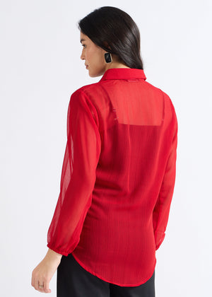 All Yours Persian Red Sheer Georgette Blouse Back