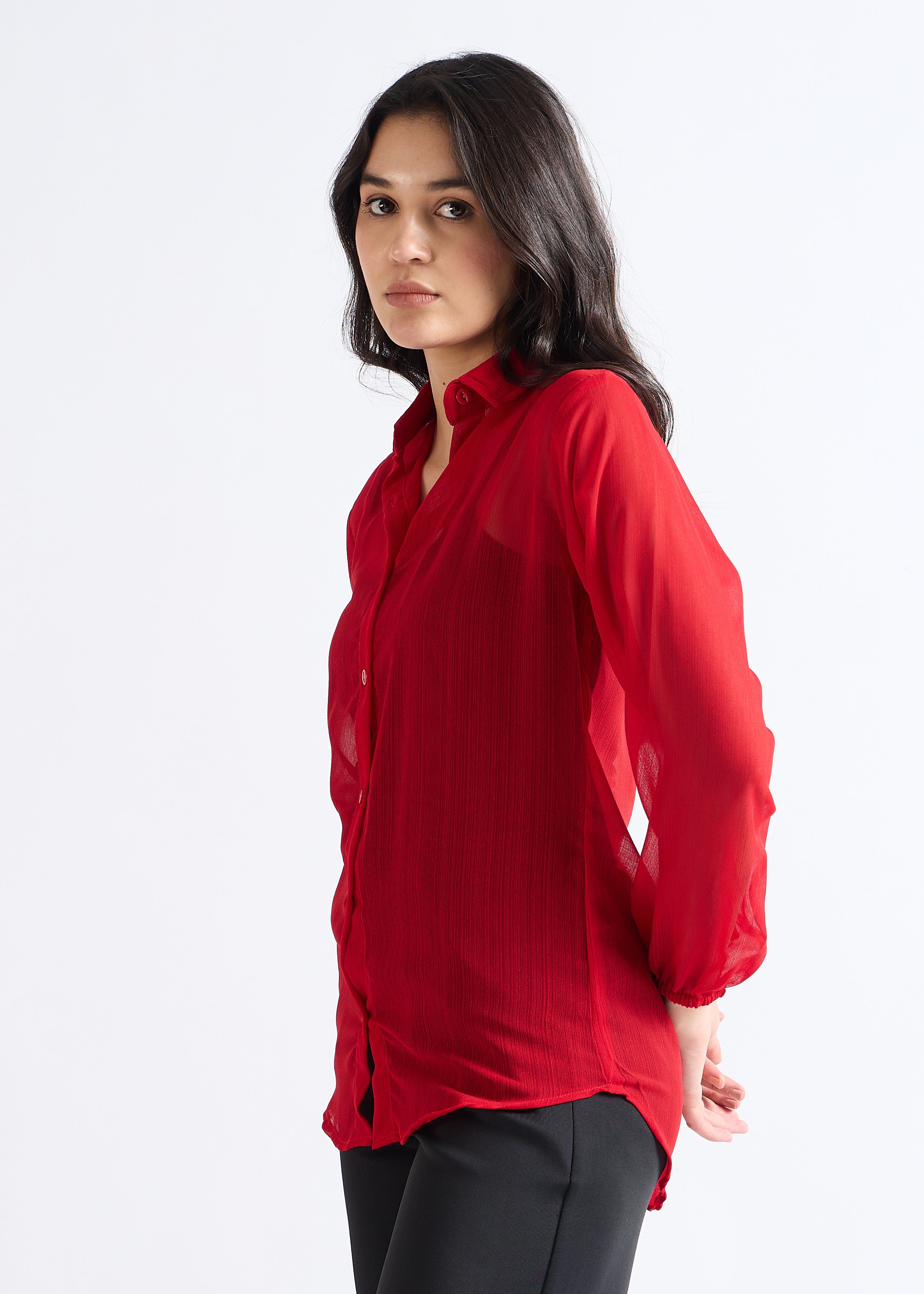 All Yours Persian Red Sheer Georgette Blouse Side