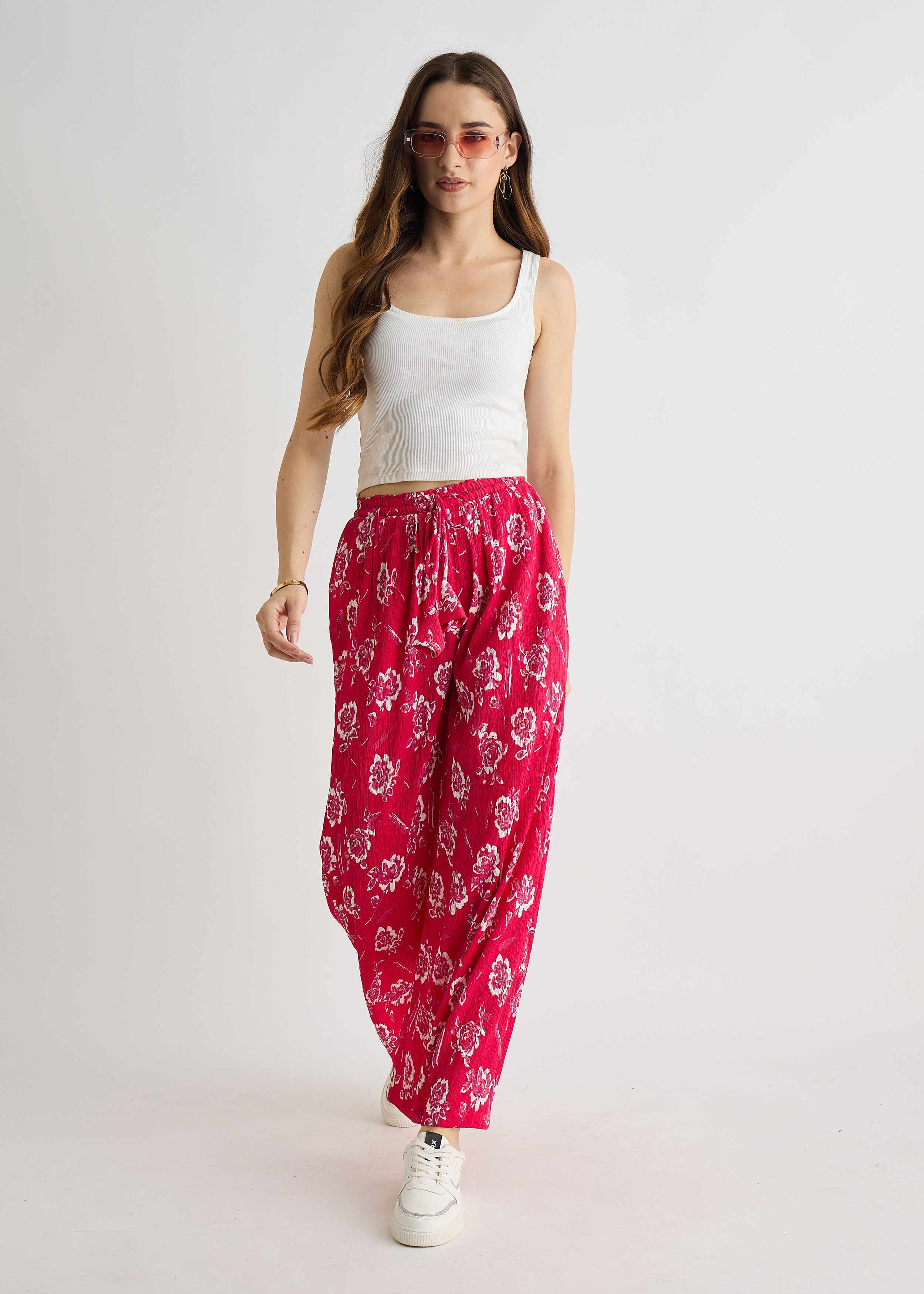 All Yours Pink Floral Printed Trouser Front_2
