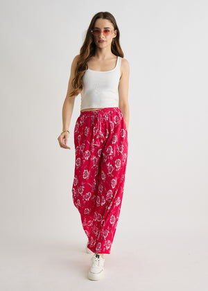 All Yours Pink Floral Printed Trouser Front_2