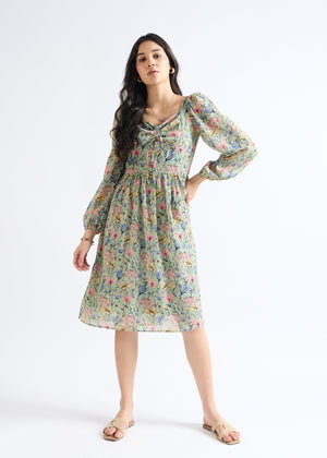 All Yours Pistachio Floral Fantasy Fit & Flare Midi Dress Front_1