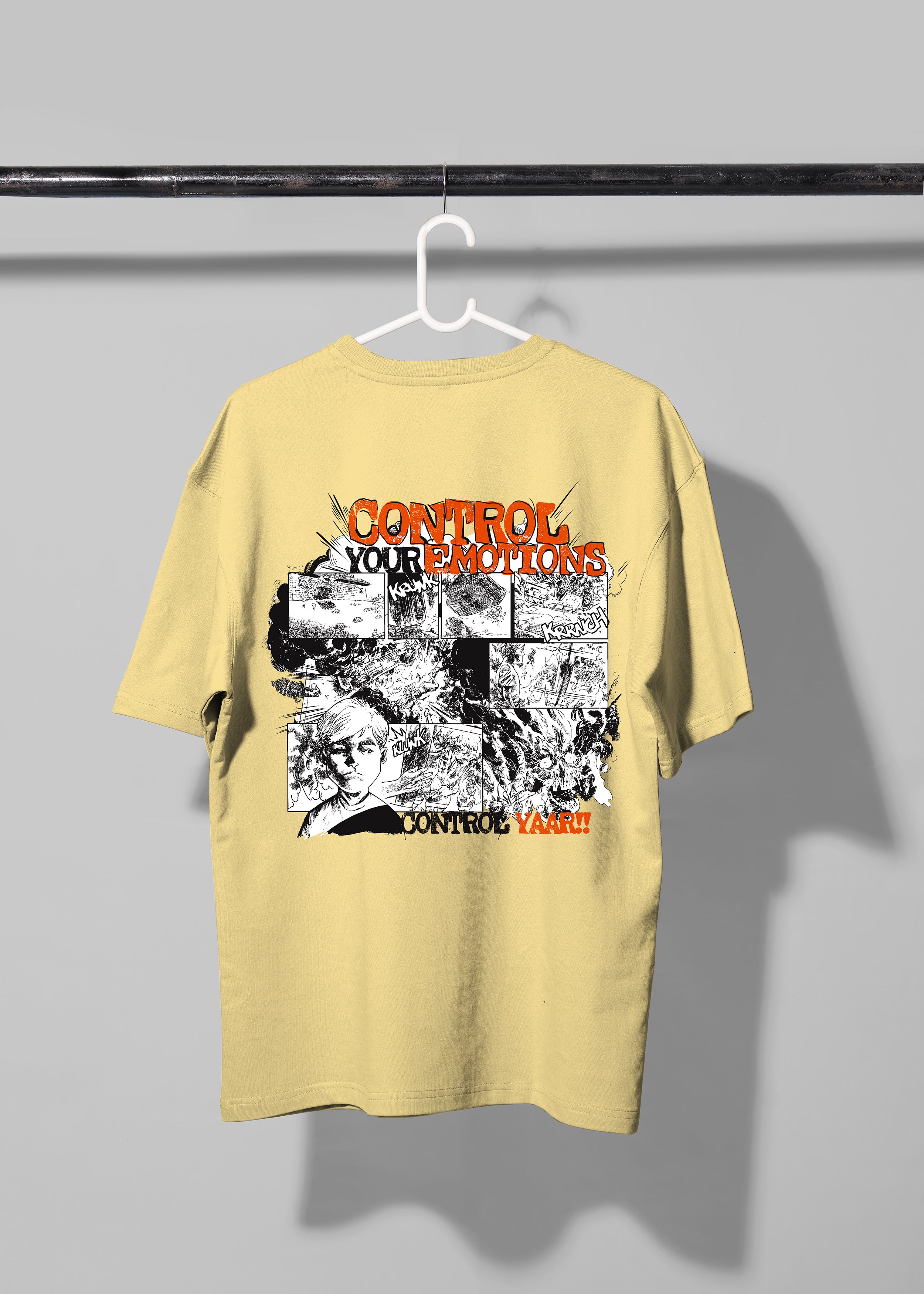 All Yours Popcorn Oversized T-shirt with Control Your Emotions Graphic Back