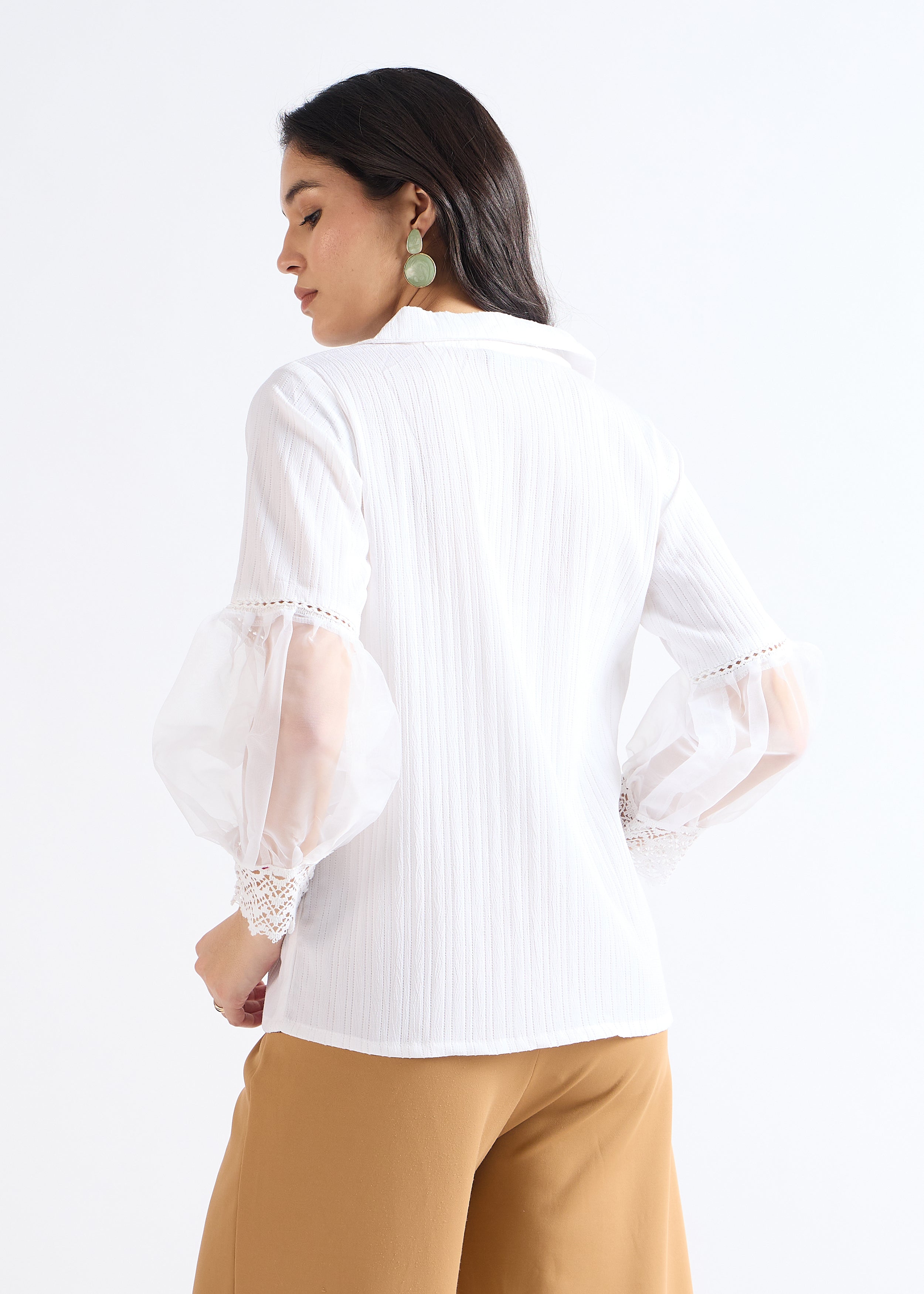 All Yours Pure White Lace-Up Blouson Top Back