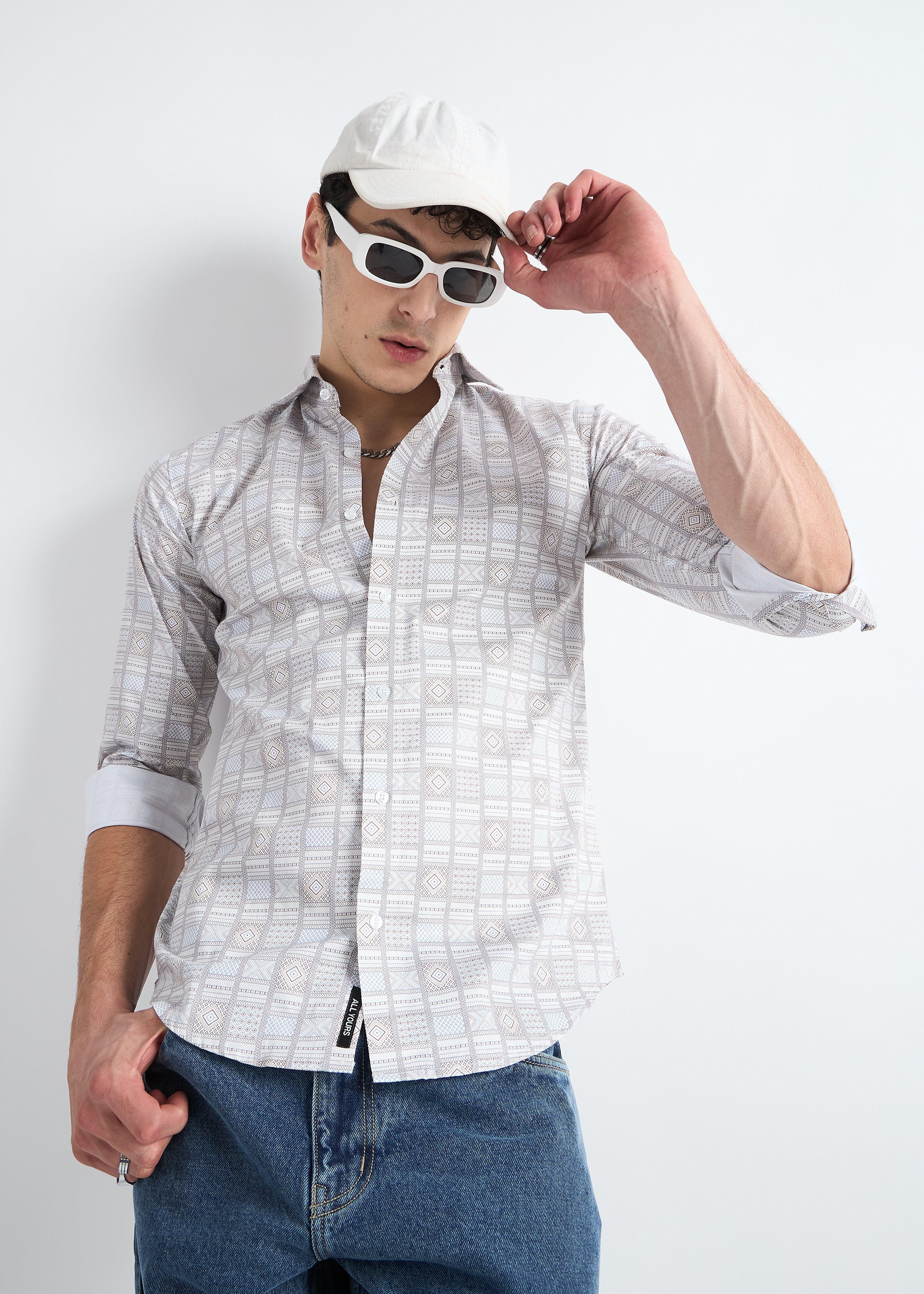 All Yours Vanilla mist Premium Printed Cotton Shirt Front
