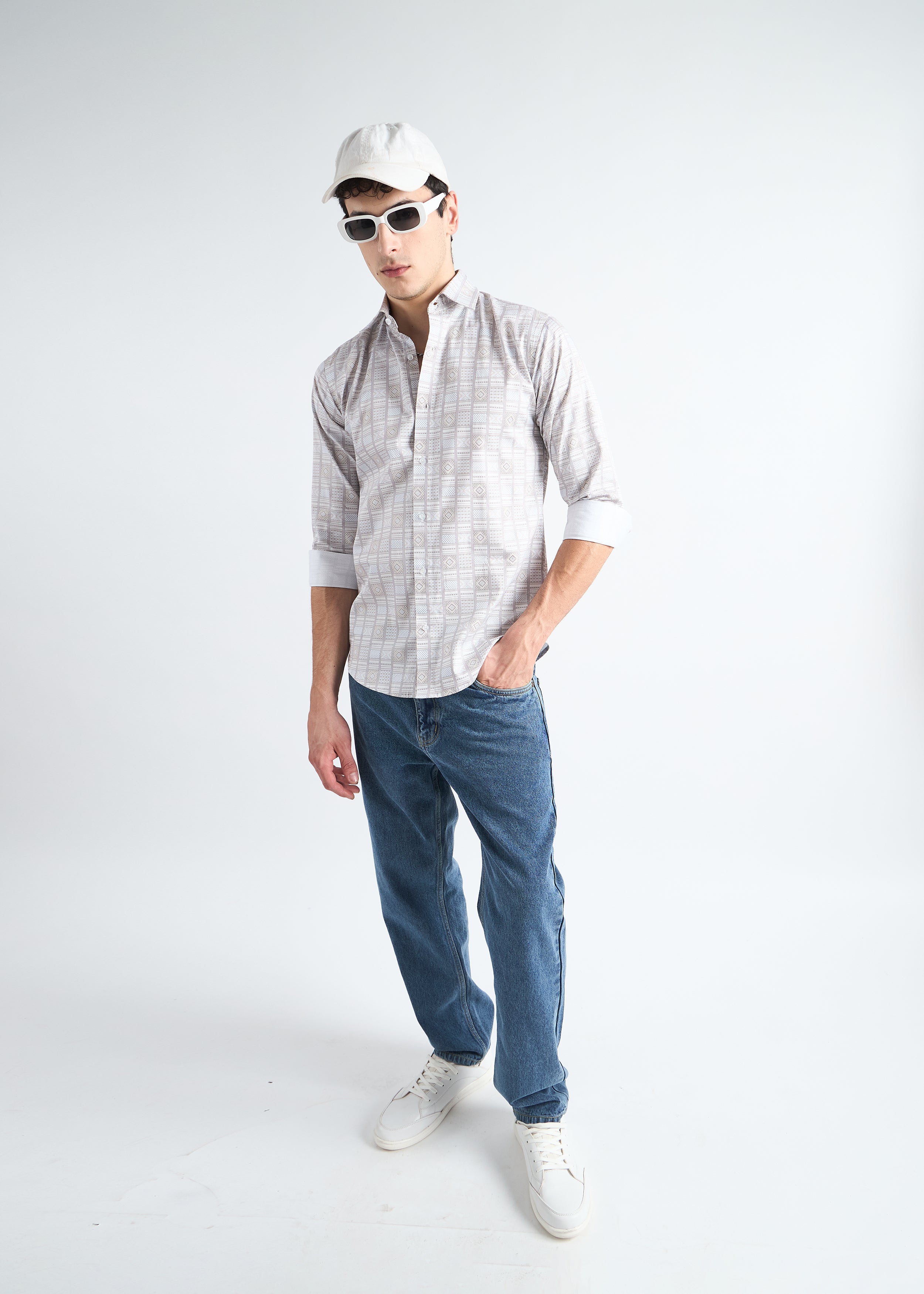 All Yours Vanilla mist Premium Printed Cotton Shirt Front_2