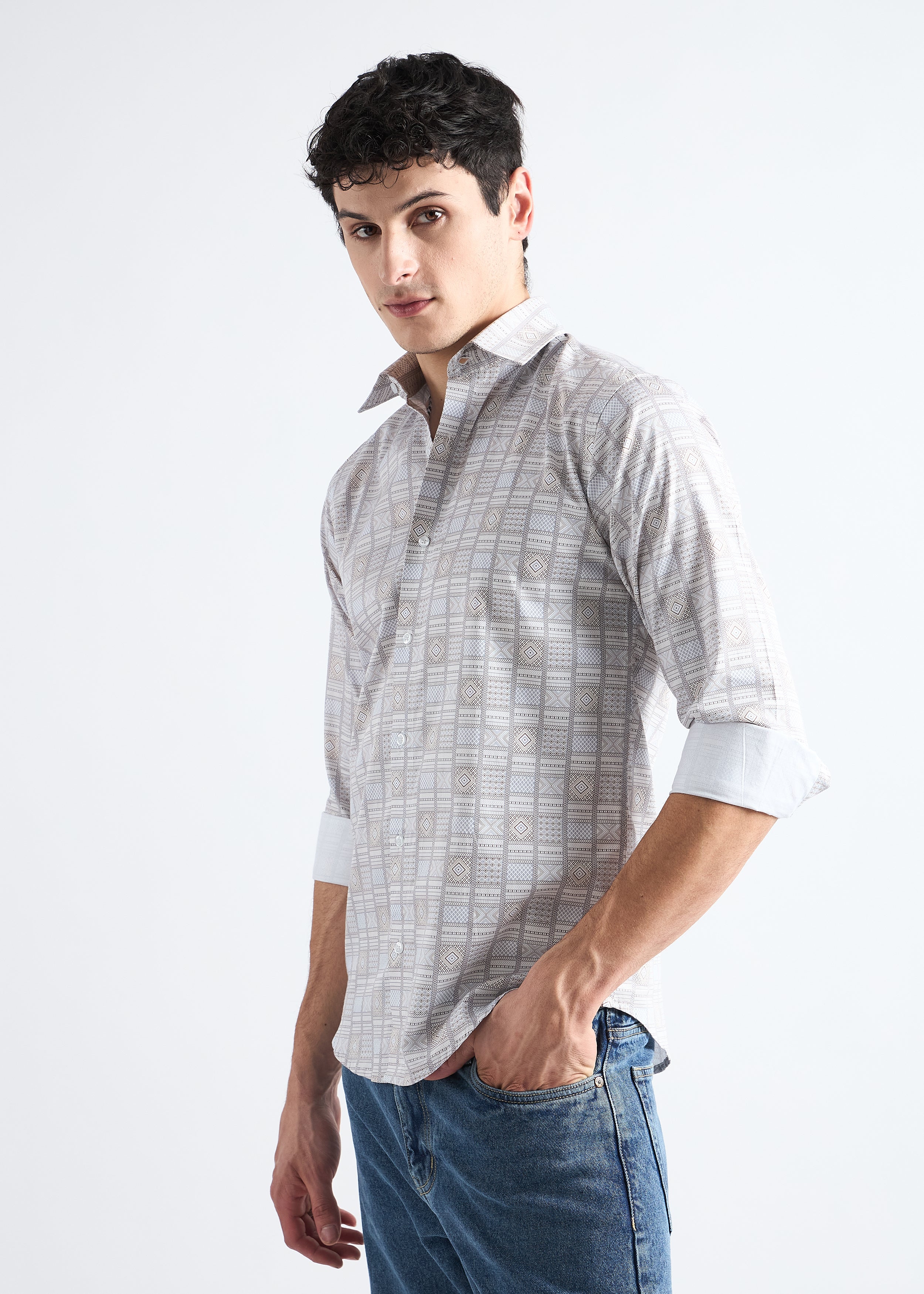 All Yours Vanilla mist Premium Printed Cotton Shirt Side