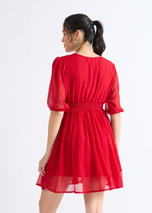 All Yours Vivid Burgundy Embellished Georgette Dress Back