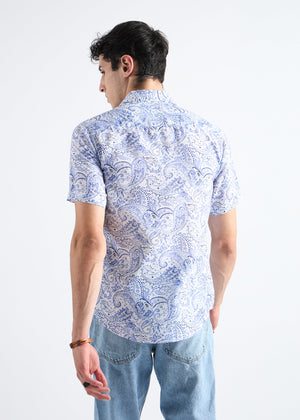 All Yours White  Paisley Linen blend Shirt Back