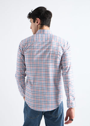 All Yours White Premium Cotton Check Shirt Back