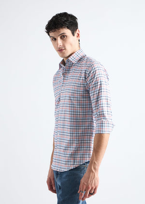 All Yours White Premium Cotton Check Shirt Side