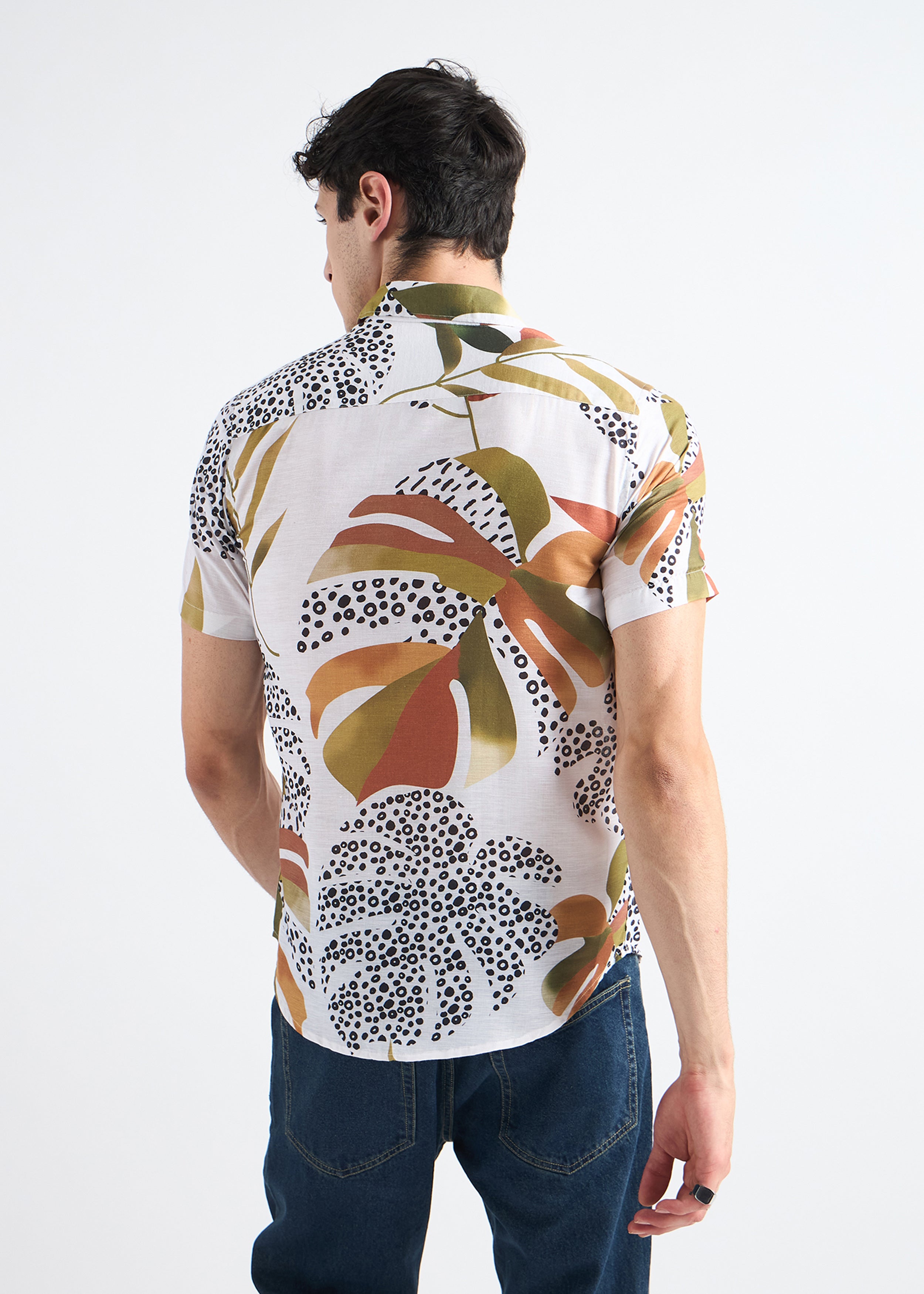 All Yours White Printed Linen Blend Shirt Back