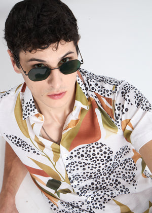 All Yours White Printed Linen Blend Shirt Zoom