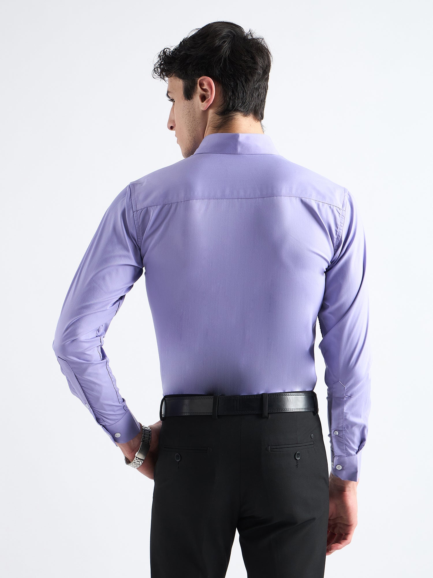 All Yours lavender Plain Stretch Cotton Shirt Back