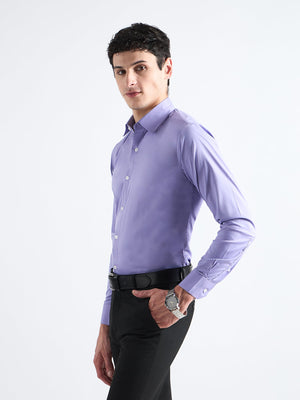 All Yours lavender Plain Stretch Cotton Shirt Side