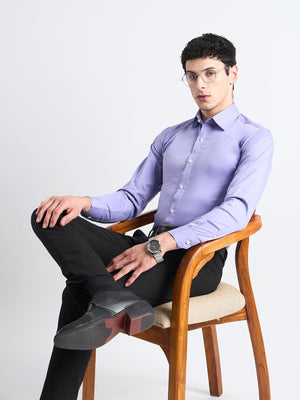 All Yours lavender Plain Stretch Cotton Shirt Sitting
