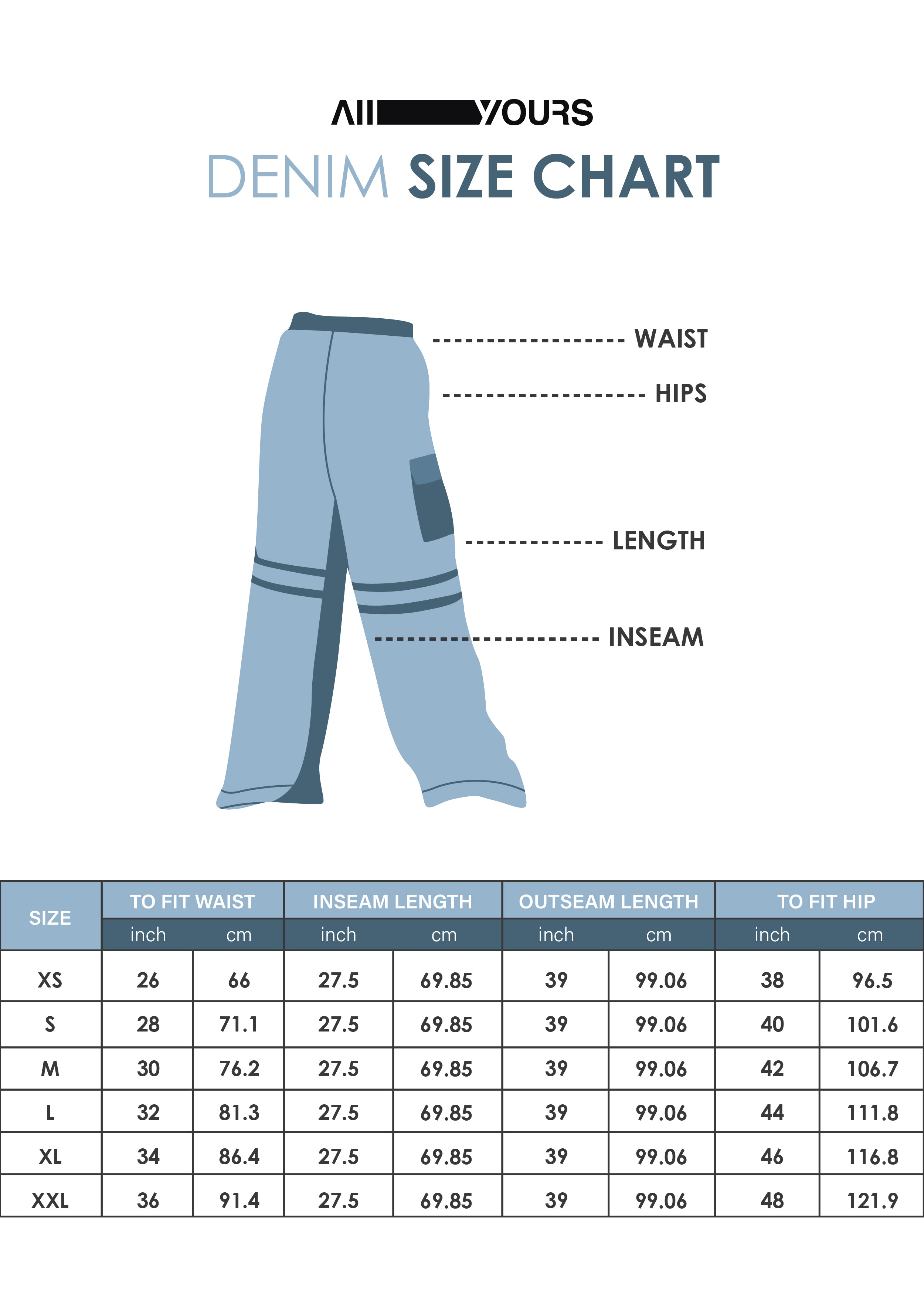 All Yours  Off White Wide Leg Jeans Denim Size Chart