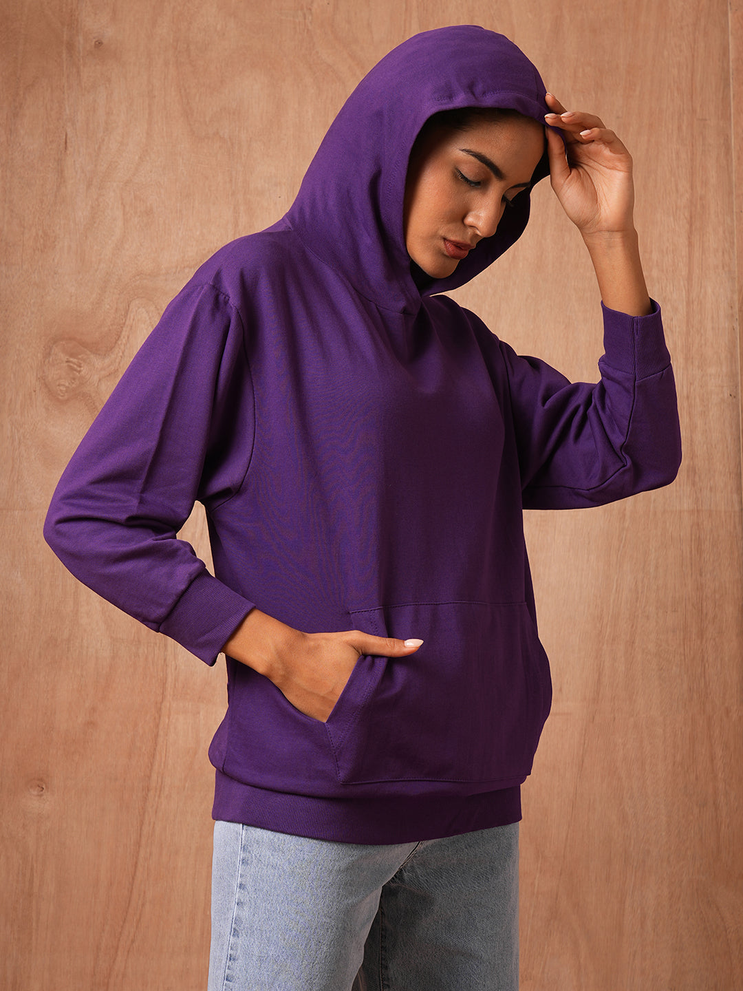 Purple Oversized Hooded Sweatshirt