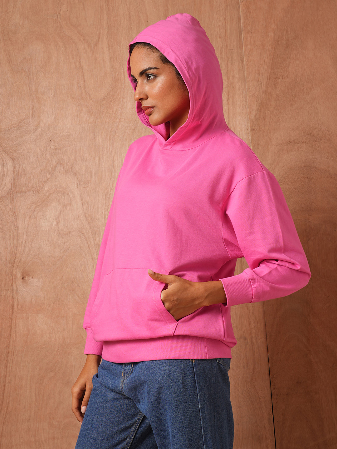 Pink Oversized Hooded Sweatshirt
