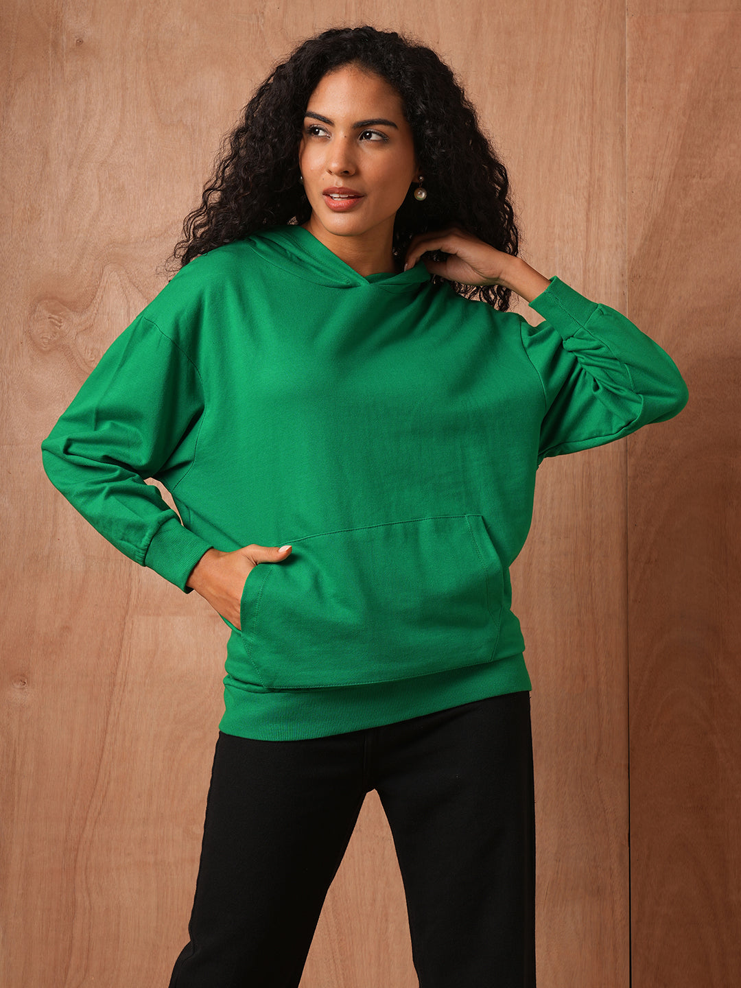 Green Oversized Hooded Sweatshirt